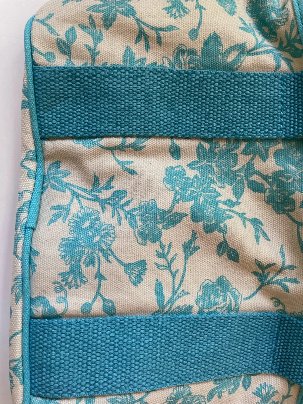 Canvas Floral Tote Bag in Teal